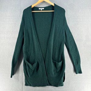 Madewell Womens Long Cardigan XS Green Merino Wool Alpaca Casual Open Pockets